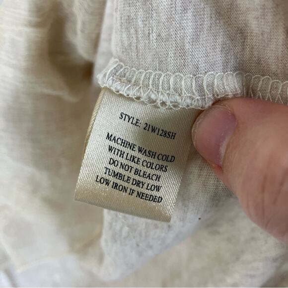 True Grit Oatmeal Beige Hi-Low Long Sleeve Slouchy Top Cotton Womens Large - Picture 4 of 5